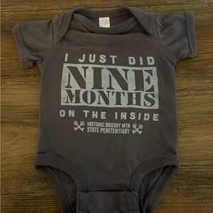 Rabbit Skins Charcoal Baby Bodysuit - "Nine Months" Print